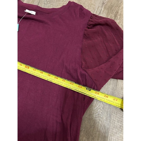 Maurices Burgundy Bishop Sleeve Dot Blouse Top Plus Size 2X - Picture 6 of 8